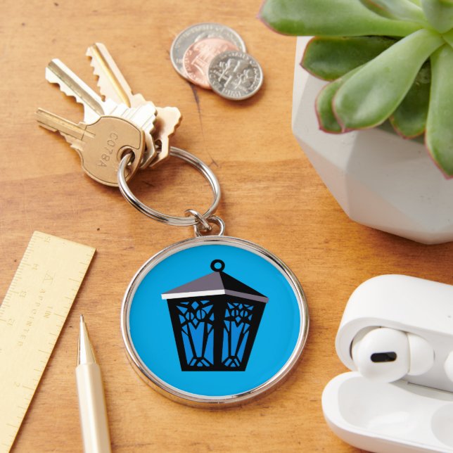 Ljusblå uggla lykta nyckelring (Skrivbord)