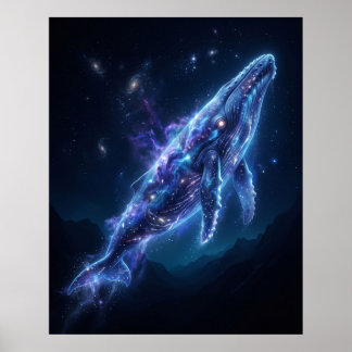 Ljusblå Val Kosmiska Djup Konst Poster