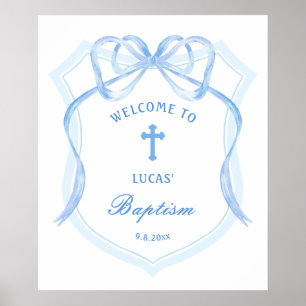 Ljusblå Vapensköld - Baptism Välkomsthälsning Poster