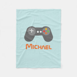 Ljusblå videospelskontroll fleecefilt