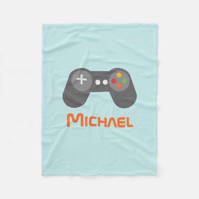 Ljusblå videospelskontroll fleecefilt (Framsidan)