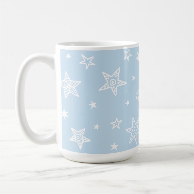 Ljusblå vinterstjärnor sött te te kaffemugg (Vänster)