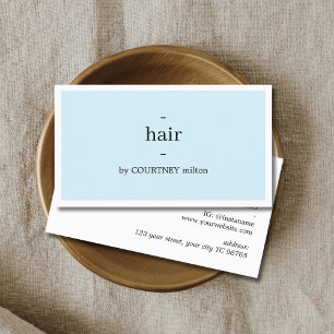 Ljusblå vit hairstylist med minimal Elegant Visitkort