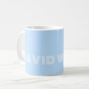 Ljusblå & Vit Rolig Modern Namnfont 016 Kaffemugg