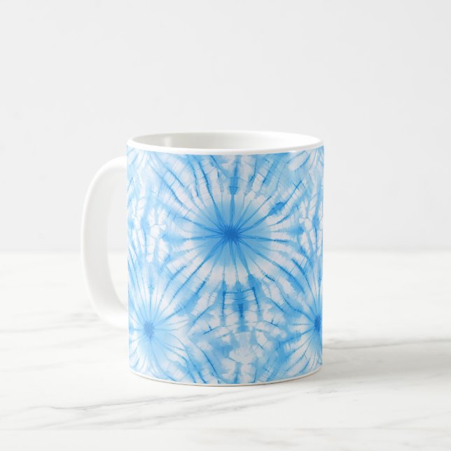 Ljusblå Vit Tie Dye Kaffemugg (Framsida vänster)