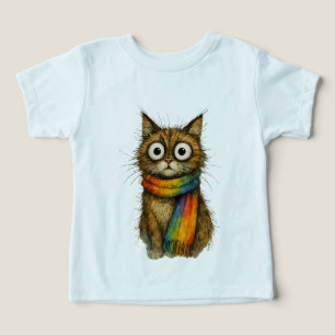 Ljusblå Whimsical Regnbåge Katt Småbarn Grafisk T- T Shirt