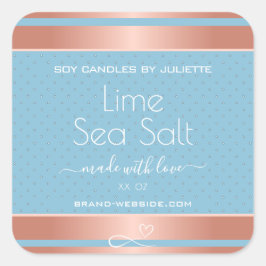 Ljusblåa Coolan Ro Guld Effect Sea Salt Labels Fyrkantigt Klistermärke