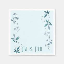 Ljusblåa eleganter och löv middag party pappersservett