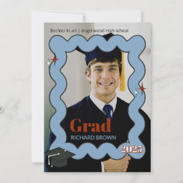 Ljusblåraket vågigt studenten inbjudan