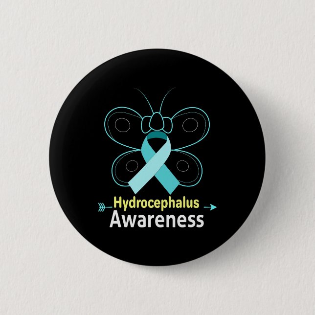 Ljusblått band Hydrocephalus Awareness Knapp (Framsida)