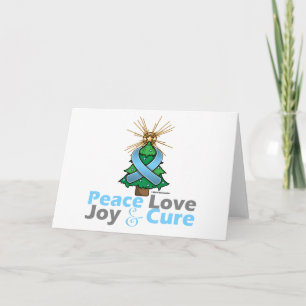 Ljusblått band Jul Peace Kärlek, Joy & Cure Helgkort