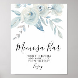 ljusblått blommigt mimosa barskylt poster