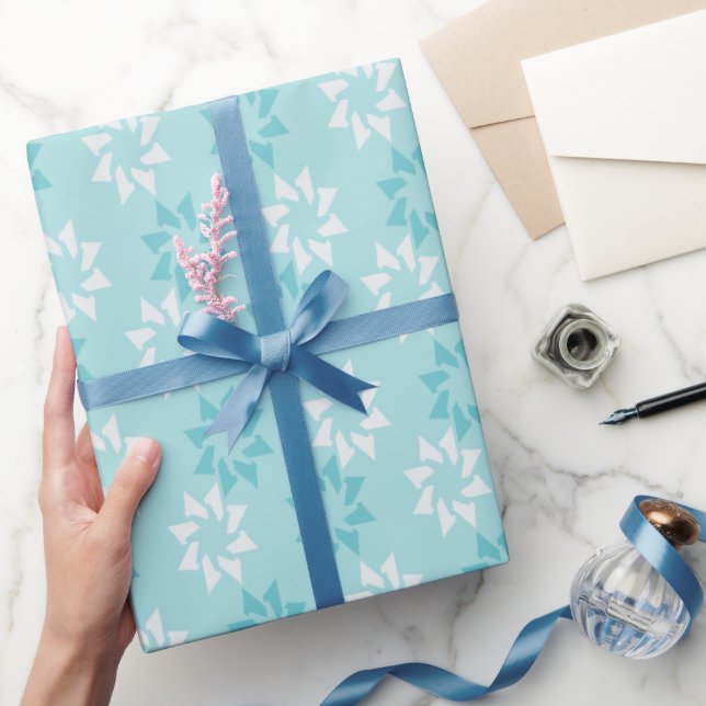Ljusblått Blommigt Pinjul Mönster Presentpapper (Gifting)