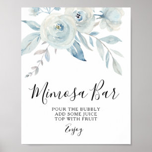 ljusblått blomster mimosa barskylt poster