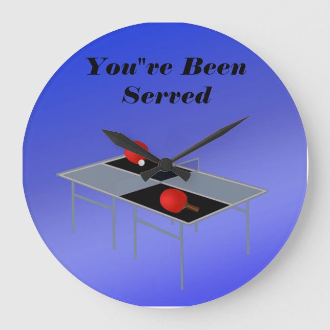 Ljusblått Bord tennis, Vägglås Stor Klocka (Framsida)