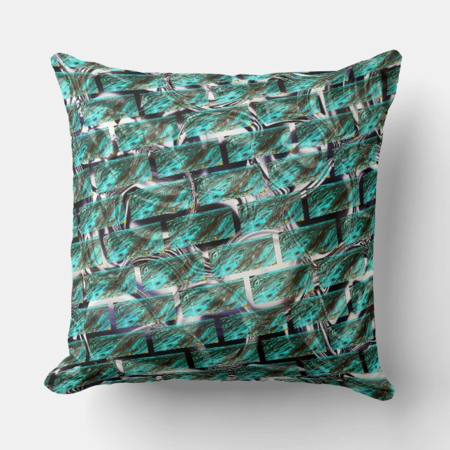 Ljusblått, bubblor vid rutnät eller brickeffekt? kudde (Framsida)