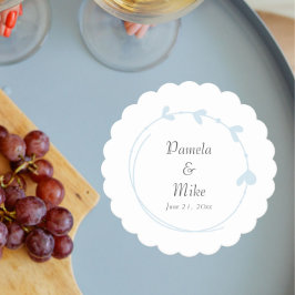 Ljusblått enkelt hjärtkrans Bröllop Underlägg Papper