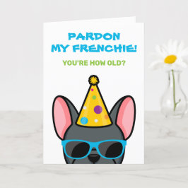 Ljusblått Fransk Bulldog Frenchie Birthday Card Kort