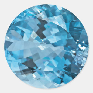 Ljusblått Gemstone Aquamarine mars Runt Klistermärke