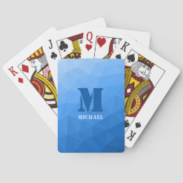 Ljusblått geometriskt nätmönster Monogram Casinokort