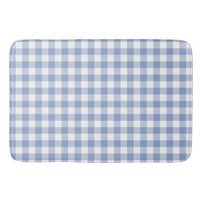 Ljusblått Gingham-mönster Klassiskt Rutigt Tryck Badrumsmatta (Framsidan)
