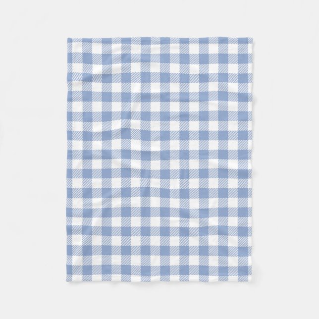 Ljusblått Gingham-mönster Klassiskt Rutigt Tryck Fleecefilt (Framsidan)