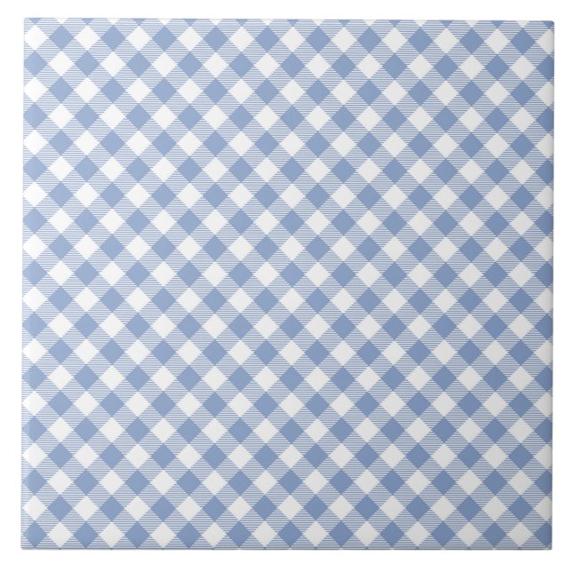 Ljusblått Gingham-mönster Klassiskt Rutigt Tryck Kakelplatta (Framsidan)