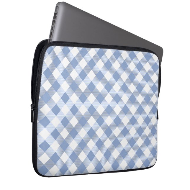 Ljusblått Gingham-mönster Klassiskt Rutigt Tryck Laptop Fodral (Framsidan Höger)