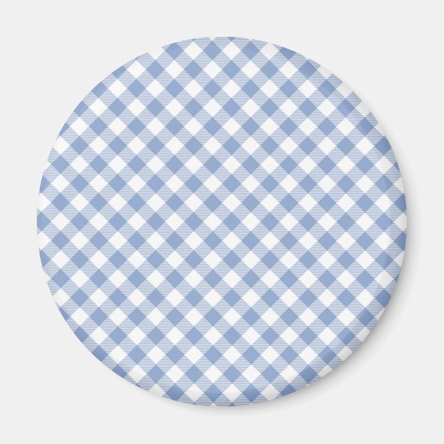 Ljusblått Gingham-mönster Klassiskt Rutigt Tryck Magnet (Framsidan)