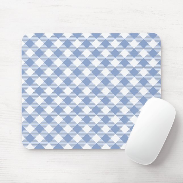 Ljusblått Gingham-mönster Klassiskt Rutigt Tryck Musmatta (Med mus)