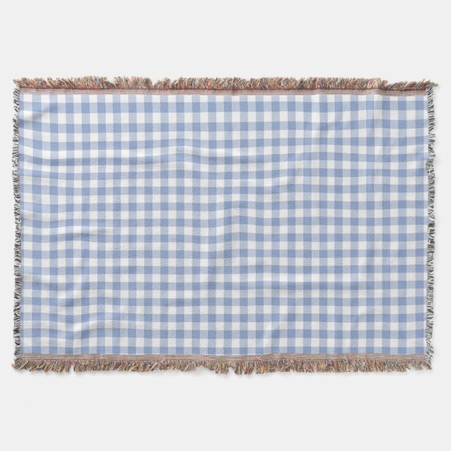 Ljusblått Gingham-mönster Klassiskt Rutigt Tryck Mysfilt (Framsidan)