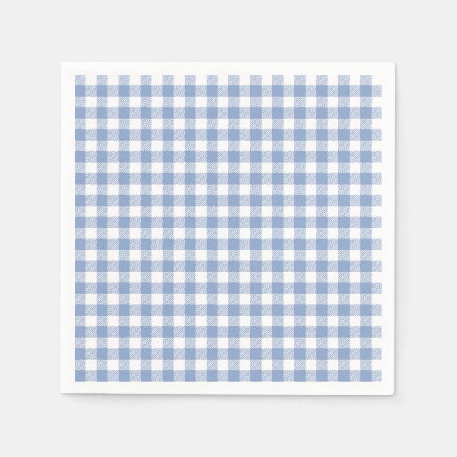 Ljusblått Gingham-mönster Klassiskt Rutigt Tryck Pappersservett (Framsidan)
