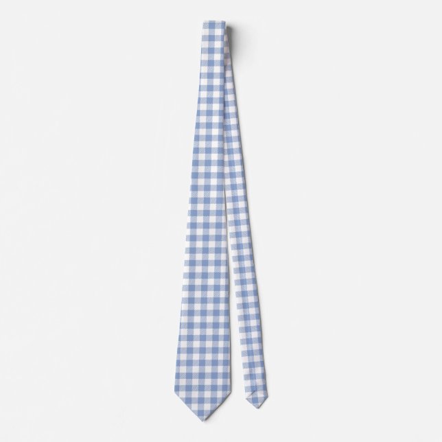 Ljusblått Gingham-mönster Klassiskt Rutigt Tryck Slips (Framsida)