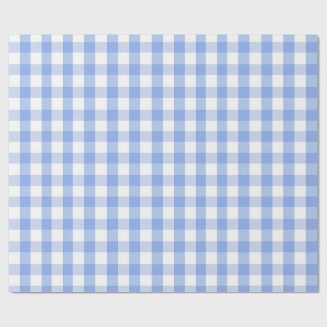 Ljusblått Gingham Trädgårdsfest Inpackningspapper Presentpapper (Platt)