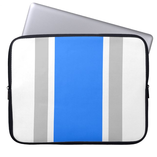 Ljusblått Grått Tävla Rand på vitt Laptop Fodral (Framsidan)