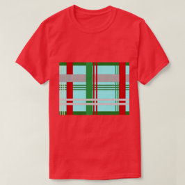 Ljusblått, grönt och rött pläterade t shirt
