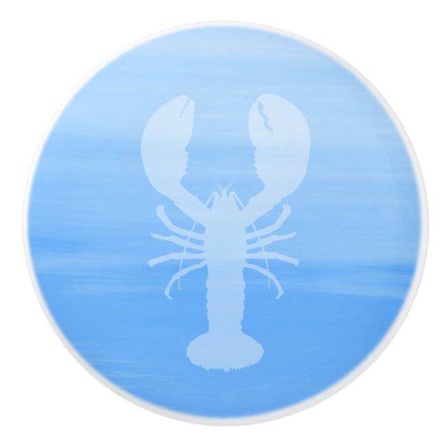 Ljusblått havsområde vatten med hummer knopp (Framsidan)