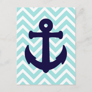 Ljusblått jvron Nautical Anchor Postcard 2 Vykort