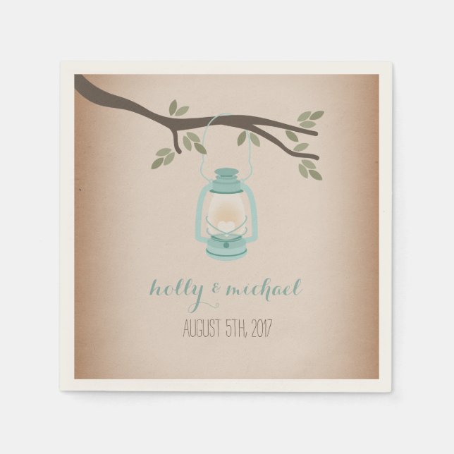Ljusblått lamporna med inspierat ljus pappersservett (Framsidan)