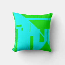 Ljusblått, limmargrön geometrisk abstrakt design kudde