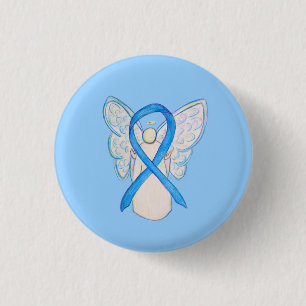 Ljusblått medvetandegörandeband - Angel Art Pin-kn Knapp