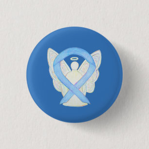 Ljusblått medvetandegörandeband - Angel Art Pin-kn Knapp