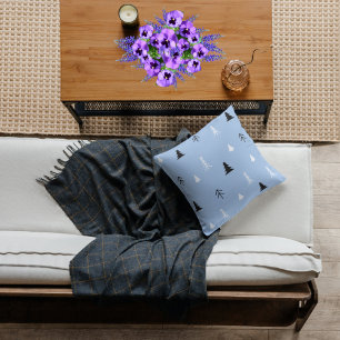 Ljusblått minimalistiskt Julgran Dekorativ kudde