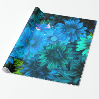 Ljusblått modernt blommönster presentpapper