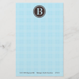 Ljusblått, monogram statiskt brevpapper