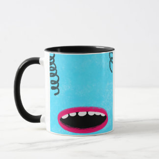 ljusblått monster mugg