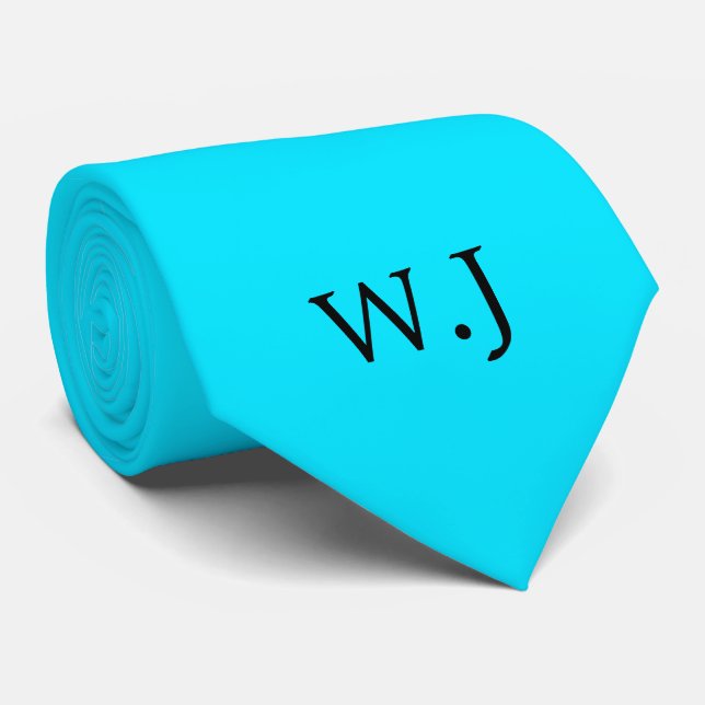 Ljusblått neon lysande monogram roligt slips (Rullad)