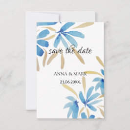 Ljusblått och Guld vattenfärgsblommor