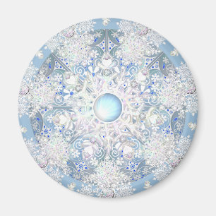 Ljusblått och snöflingor av keramiskt Snöre Magnet