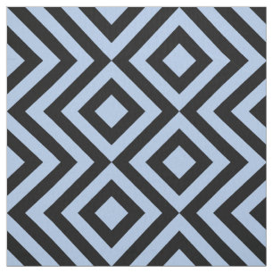 Ljusblått och svart zigzags och diamanter Geometri Tyg